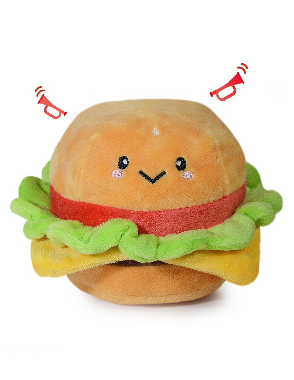 D´PET Burguer Toy Juguete Interactivo de Peluche Chirriante con Forma de Hamburguesa para Perros Grandes, 36 cm