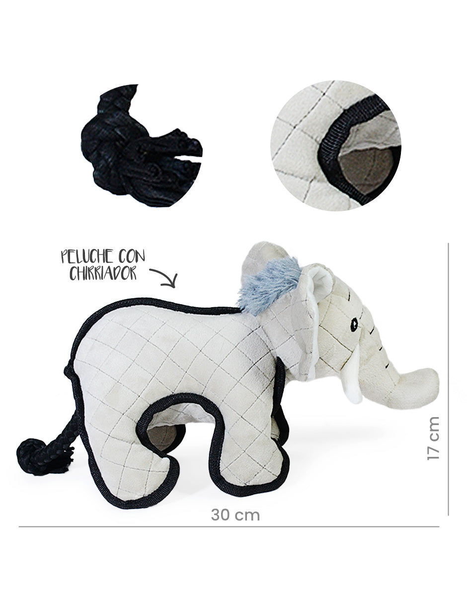 D´PET Bigboy Toy Juguete Interactivo de peluche chirriante con forma de elefante para Perros y Gatos, 30 cm