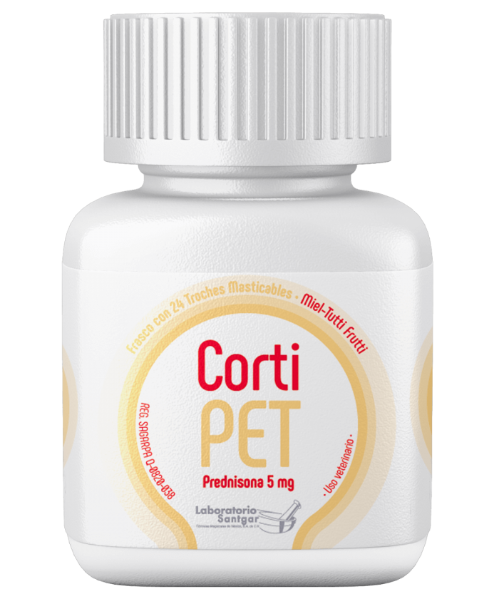 Santgar Cortipet Antiinflamatorio Esteroidal y Antialérgico para Perros y Gatos de 24 tabletas, 5 mg, 10 mg y 20 mg