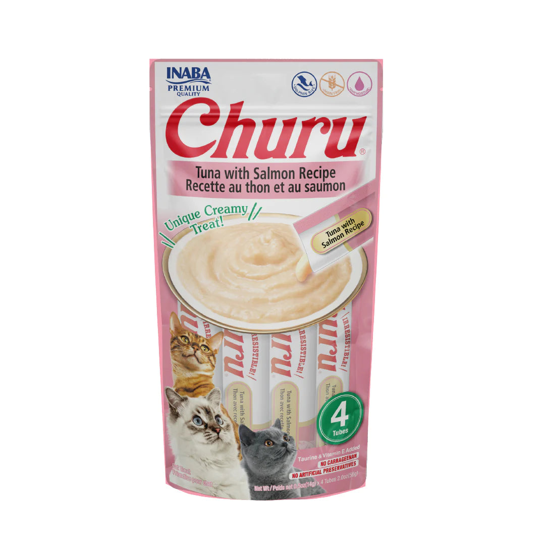 Inaba Churu Premio Cremoso Natural para Gato Todas las Etapas de Vida Receta Atún y Salmón