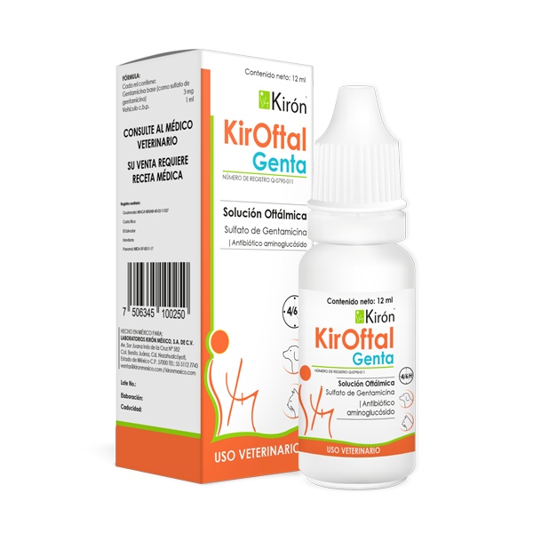 Kiron KirOftal Genta Antibiótico para Perros y Gatos, 12ml