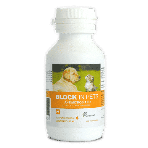Mederilab Block In Pets Antimicrobiano Antidiarreico para Perro/Gato, 60 ml