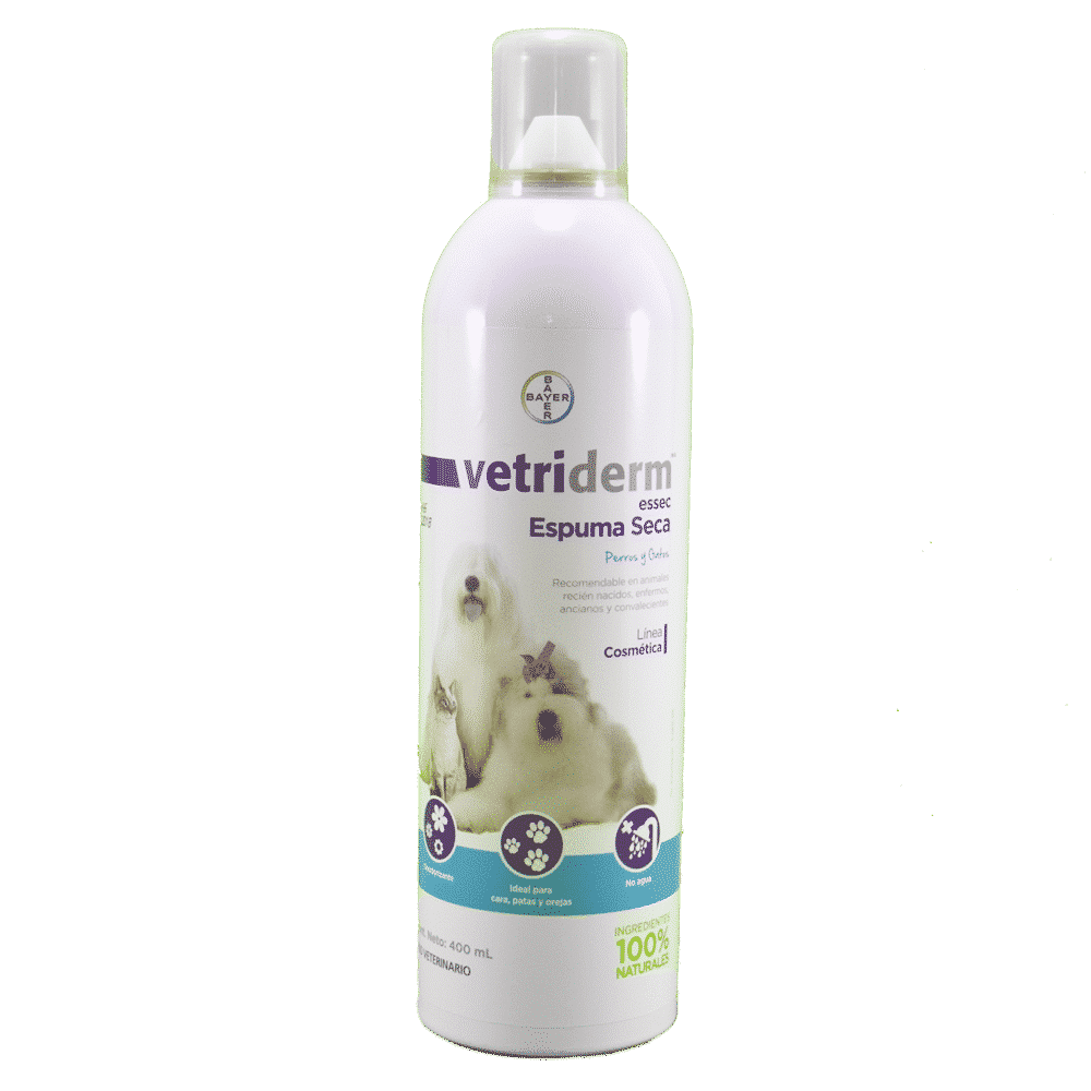 Bayer Vetriderm Espuma Baño en Seco para Perro y Gato, 400 ml