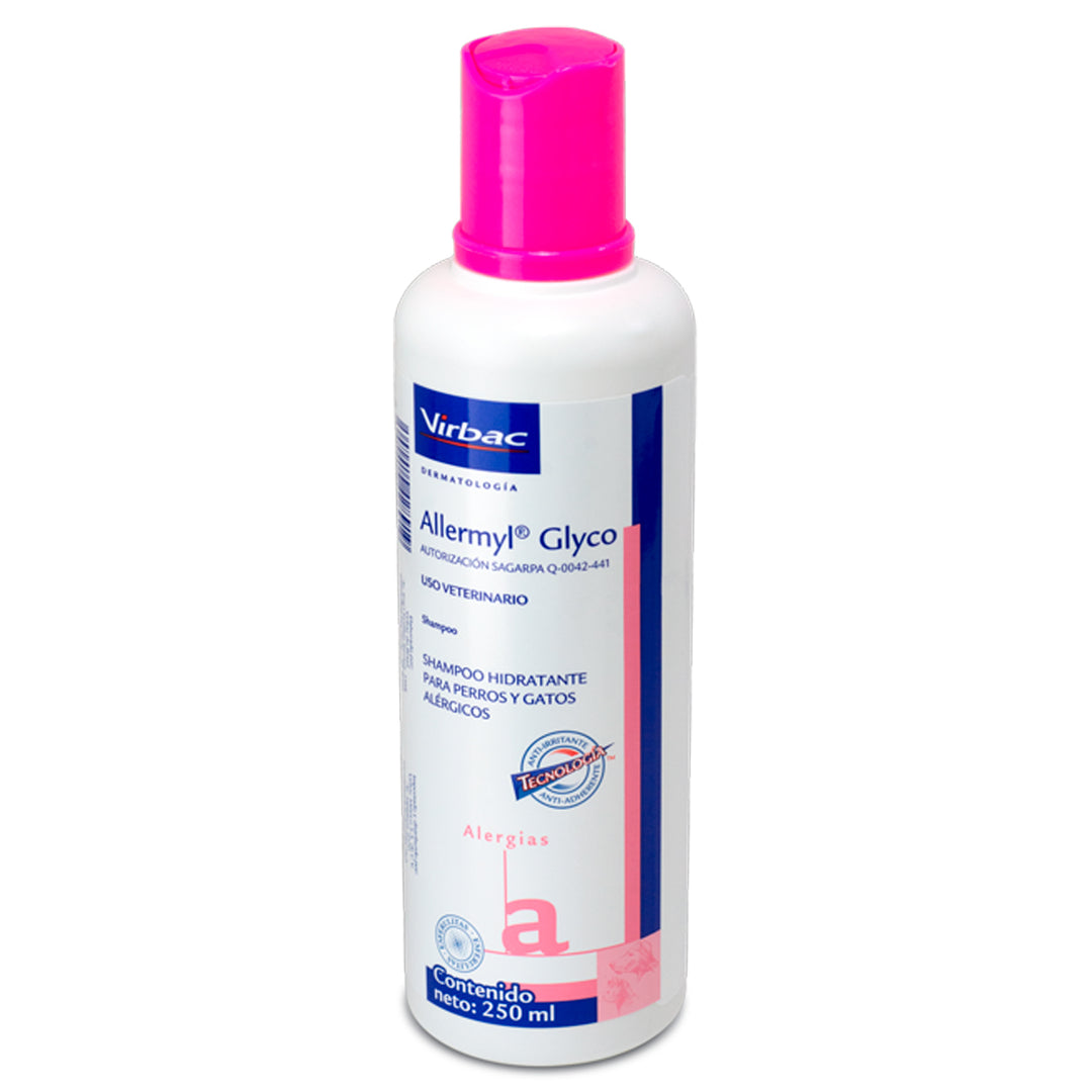 Virbac Allermyl Glyco Shampoo Hidratante para Alergias para Perro/Gato, 250 ml