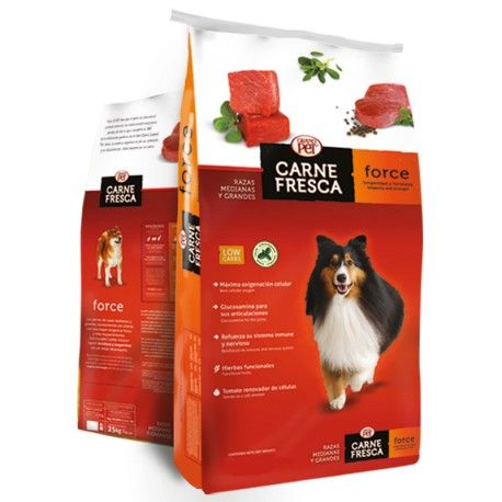Grand Pet Carne Fresca Alimento Seco para Perro Force Adulto Razas Medianas y Grandes, 4 kg, y 20 kg