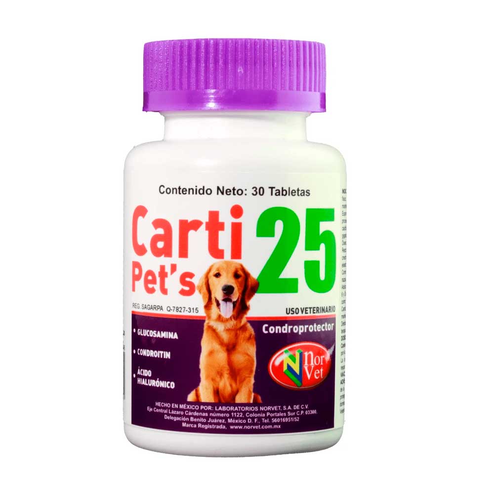 Norvet Cartipets 25 para Perro, 30 tabletas