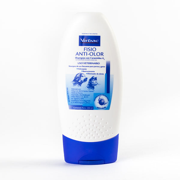 Virbac Fisio Anti-Olor Shampoo con Ceramidas A2 para Perros y Gatos, 200 ml