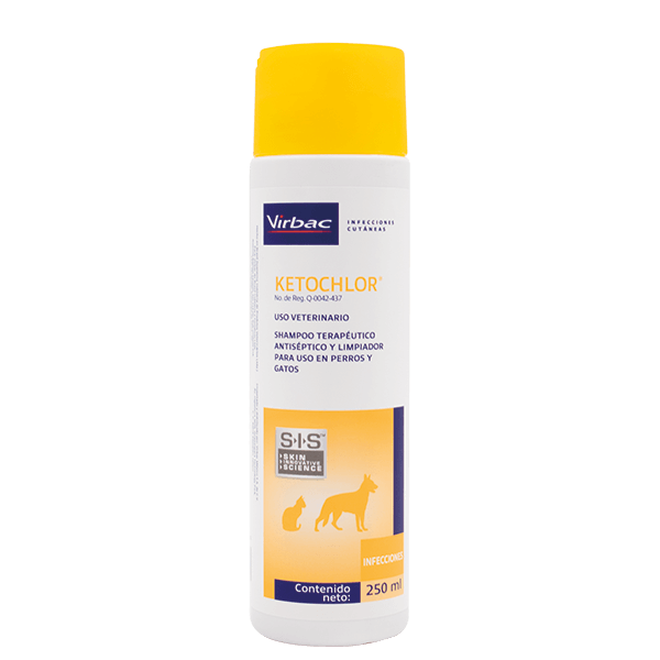 Virbac Ketochlor Shampoo Limpiador Antiséptico para Perros y Gatos, 250 ml