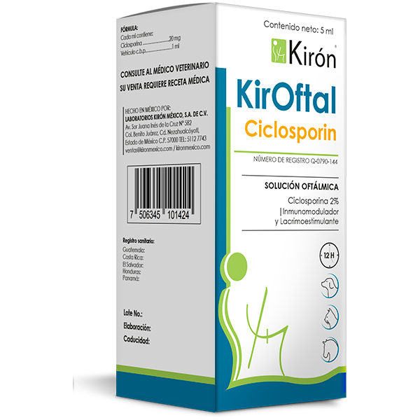Kiron Kiroftal Ciclosporin Lacrimoestimulante Antiinflamatorio Inmunomodulador para Perros y Gatos, 5 ml