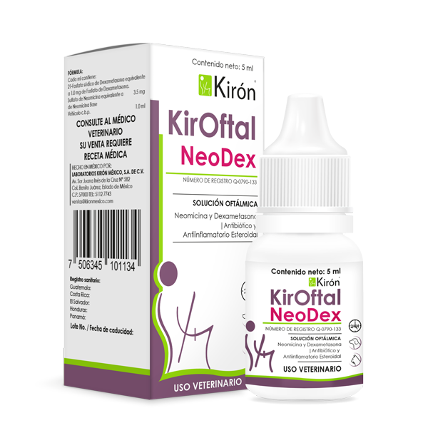 Kiron KirOftal NeoDex Antibiótico y Antiinflamatorio Esteroidal para Perros y Gatos, 5 ml