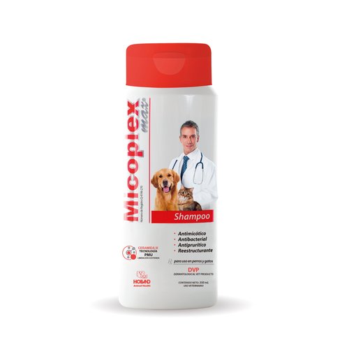 Holland Micoplex Max Shampoo Antimicótico Antibacterial Antiprurítico Reestructurante para Perros y Gatos, 350 ml