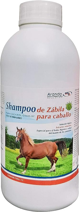 Aranda Pets Shampoo de Zábila para Caballo Ideal para Uso Humano, 1 lt y 500 ml