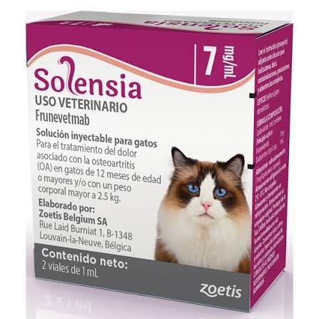 Zoetis Solensia® 7 mg/ml | Frunevetmab para Osteoartritis en Gatos | 2 Viales de 1 ml