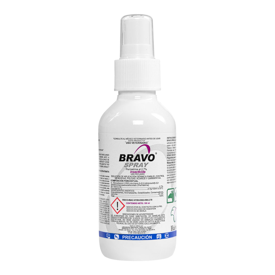 Halvet Bravo Spray Antiparasitario Externo Tópico para Perro, 100 y 250 ml