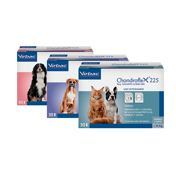 Virbac Chondroflex Suplemento Articular para Perros y Gatos, 225 mg, 375 mg y 525 mg de 30 Tabletas