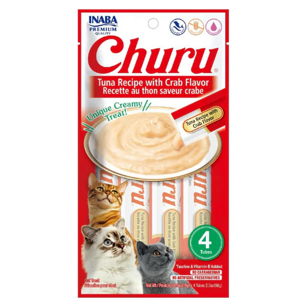 Inaba Churu Premio Cremoso Natural para Gato Todas las Etapas de Vida Receta Atún y Cangrejo