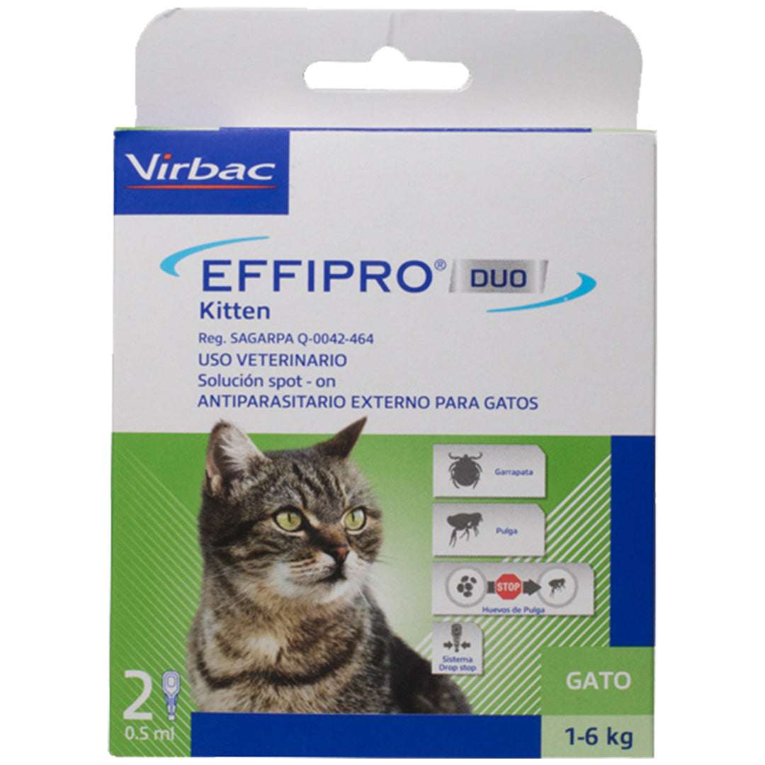 Virbac Effipro Duo Pipeta Desparasitante Externa para Gato, 2 pipetas