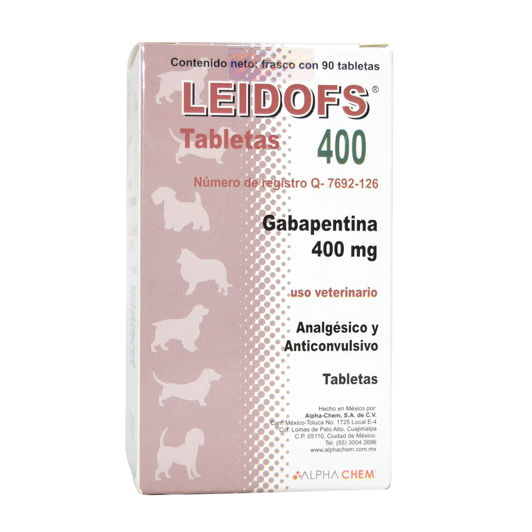 Alphachem Leidofs Gabapentina para Perro y Gato, 100 mg y 400 mg de 90 Tab