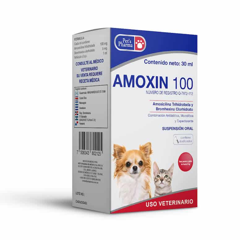 Pets Pharma Amoxin 100 para Perros/Gatos, 30 ml
