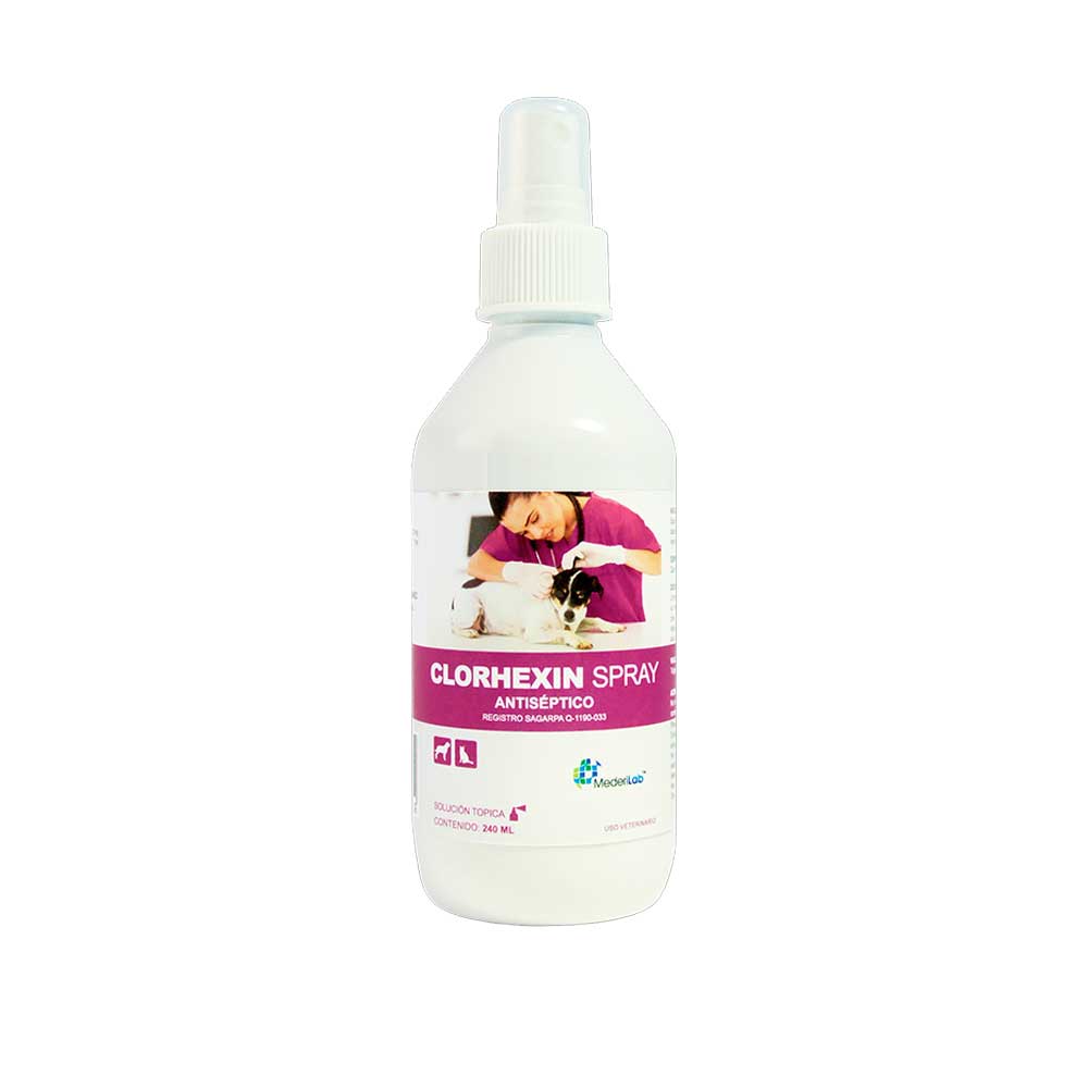 Mederilab Clorhexin Spray Antiséptico para Perro/Gato, 60 ml y 240 ml