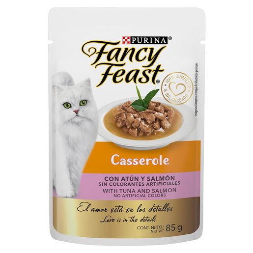Fancy Feast Casserole Alimento Húmedo para Gato Adulto Receta Atún y Salmón - 85 g