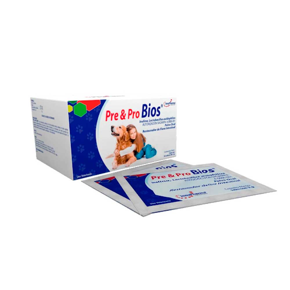 Innopharma Pre & Pro Bios Prebióticos Y Probióticos para Perro, 10 sobres
