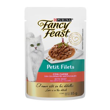 Purina Fancy Feast Alimento Húmedo Petit Filets Receta Carne, 85 g